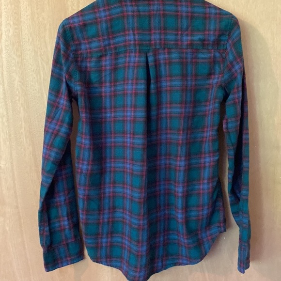Hollister blue plaid long sleeve button down shirt size small, green, red plaid - Picture 4 of 5